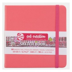 Schetsbook 12x12 coraal rood hardcover